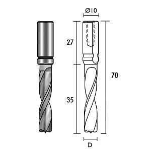 Metal World Vrták kolíkovací neprůchozí 8x70/35 st.10x27 HWM LH ELICA
