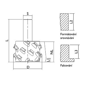 Vydona Fréza diamantová falcovací 80x57/120, Z3+3 st.25x60 RH AS - MALLARD 54°