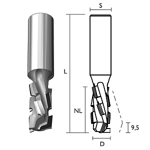 Metal World Fréza diamantová 12x26/75 Z2+1 st.12x45 RH H=2,7